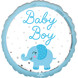Balon rotund - Elefantel - Baby Boy - 43 cm