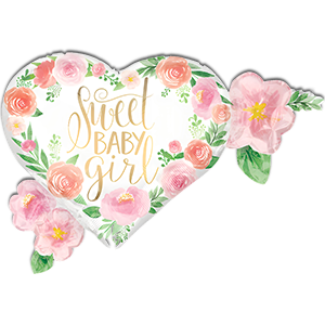 Inima cu flori Sweet baby Girl - 50 cm