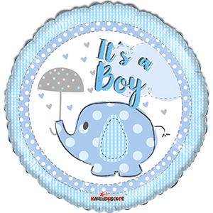 Balon rotund - Elefantel - It's a Boy - 45 cm