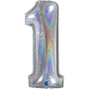 Cifra 1 - argintiu - holografic - 102 cm
