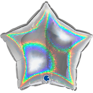 Balon stea - argintiu holografic - 46 cm