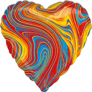 Balon inima - marmorat multicolor - 45 cm
