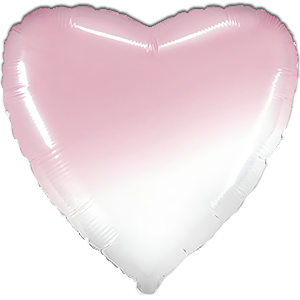 Balon inima ombre - alb-roz - 45 cm