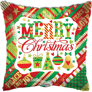 Balon patrat - Merry Christmas pernuta - 45 cm
