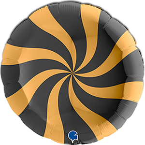 Balon rotund - acadea - auriu negru - 91 cm