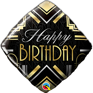 Romb Happy Birthday - Auriu - 45 cm