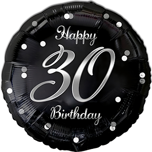 Happy 30th Birthday - Argintiu - 45 cm