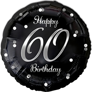 Happy 60th Birthday - Argintiu - 45 cm