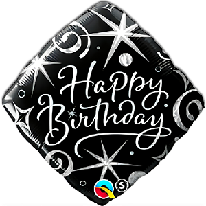 Romb Happy Birthday - Argintiu - 45 cm