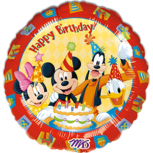 Balon rotund - Mickey Mouse si prietenii - Happy Birthday - 43 cm