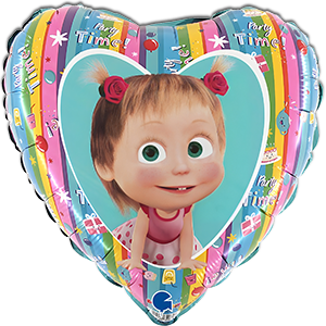 Balon inima - Masha si Ursul - Model 2 - 46 cm