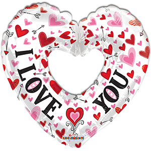 Balon inima - I love you cu centru gol - 91 cm