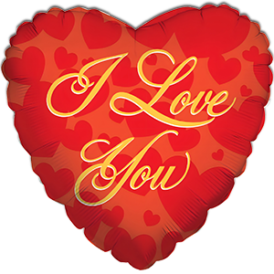 Balon inima - I love you rosu-auriu  - 45 cm