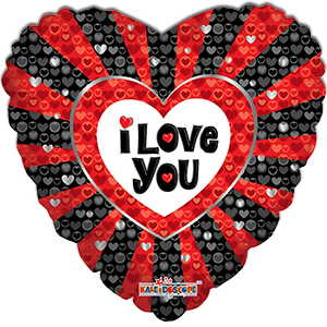 Balon inima - I love you rosu-negru - 45 cm