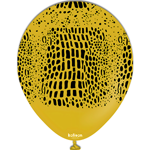 Balon latex - Safari crocodile - Mustard print black - 30 cm