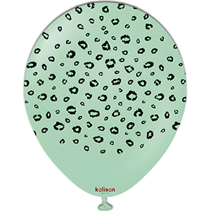 Balon latex - Safari leopard - Macaron green print black - 30 cm