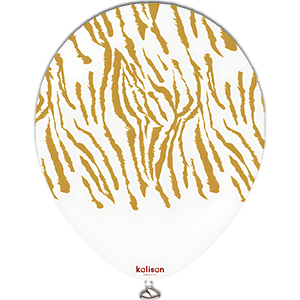 Balon latex - Safari tiger n - White print black - 30 cm