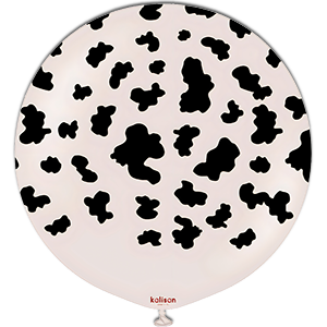 Balon latex - Safari cow - White sand print black - 60 cm