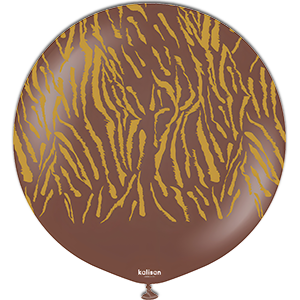 Balon latex - Safari tiger n - Chocolate brown print gold - 60 cm