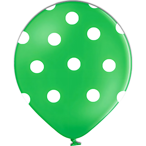 Balon latex - Verde print buline alb - 26 cm