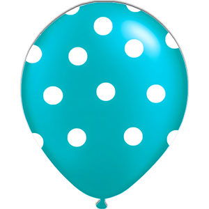 Balon latex- Turcuaz print buline alb - 26 cm