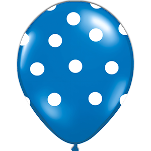 Balon latex - Albastru print buline alb - 26 cm