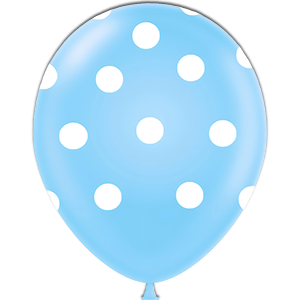 Balon latex - Bleu print buline alb - 26 cm