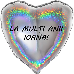 Balon inima - argintiu holografic - 46 cm - text personalizat