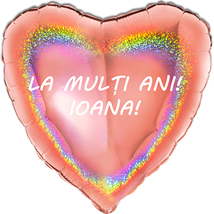 Balon inima - rose-gold holografic - 46 cm - text personalizat