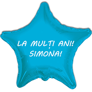 Balon stea - turcoaz - 45 cm - text personalizat