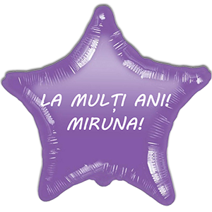 Balon stea - lila - 45 cm - text personalizat