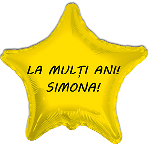 Balon stea - galben - 45 cm - text personalizat