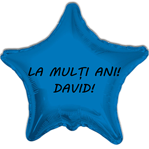 Balon stea - albastru - 45 cm - text personalizat