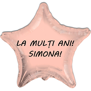 Balon stea - rose-gold - 45 cm - text personalizat