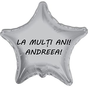 Balon stea - argintiu - 45 cm - text personalizat