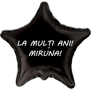 Balon stea - negru - 45 cm - text personalizat