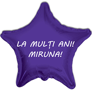 Balon stea - mov - 45 cm - text personalizat