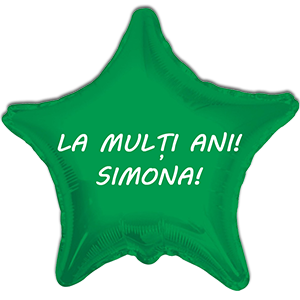Balon stea - verde - 45 cm - text personalizat