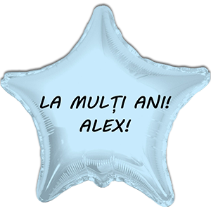 Balon stea - bleu deschis - 45 cm - text personalizat