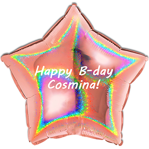 Balon stea - rose-gold holografic - 46 cm - text personalizat