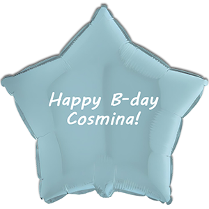 Balon stea - bleu - 46 cm - text personalizat