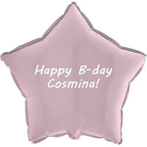 Balon stea - baby pink - 46 cm - text personalizat