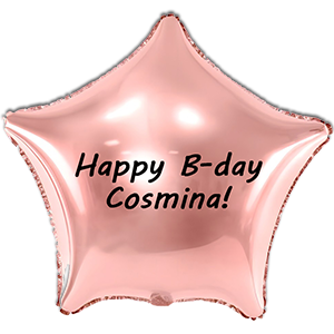 Balon stea - rose-gold pdc - 45 cm - text personalizat