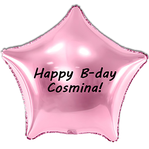 Balon stea - roz pdc - 45 cm - text personalizat