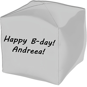 Cub 4D - alb satin - 38 cm - text personalizat