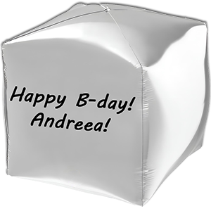 Cub 4D - argintiu - 38 cm - text personalizat