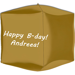 Cub 4D - auriu satin - 38 cm - text personalizat
