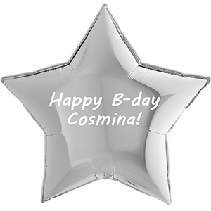 Balon stea - argintiu- 91 cm - text personalizat