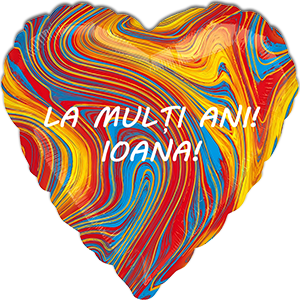 Balon inima - marmorat multicolor - 45 cm - text personalizat