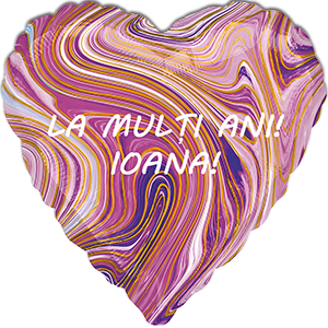 Balon inima - marmorat mov - 45 cm - text personalizat